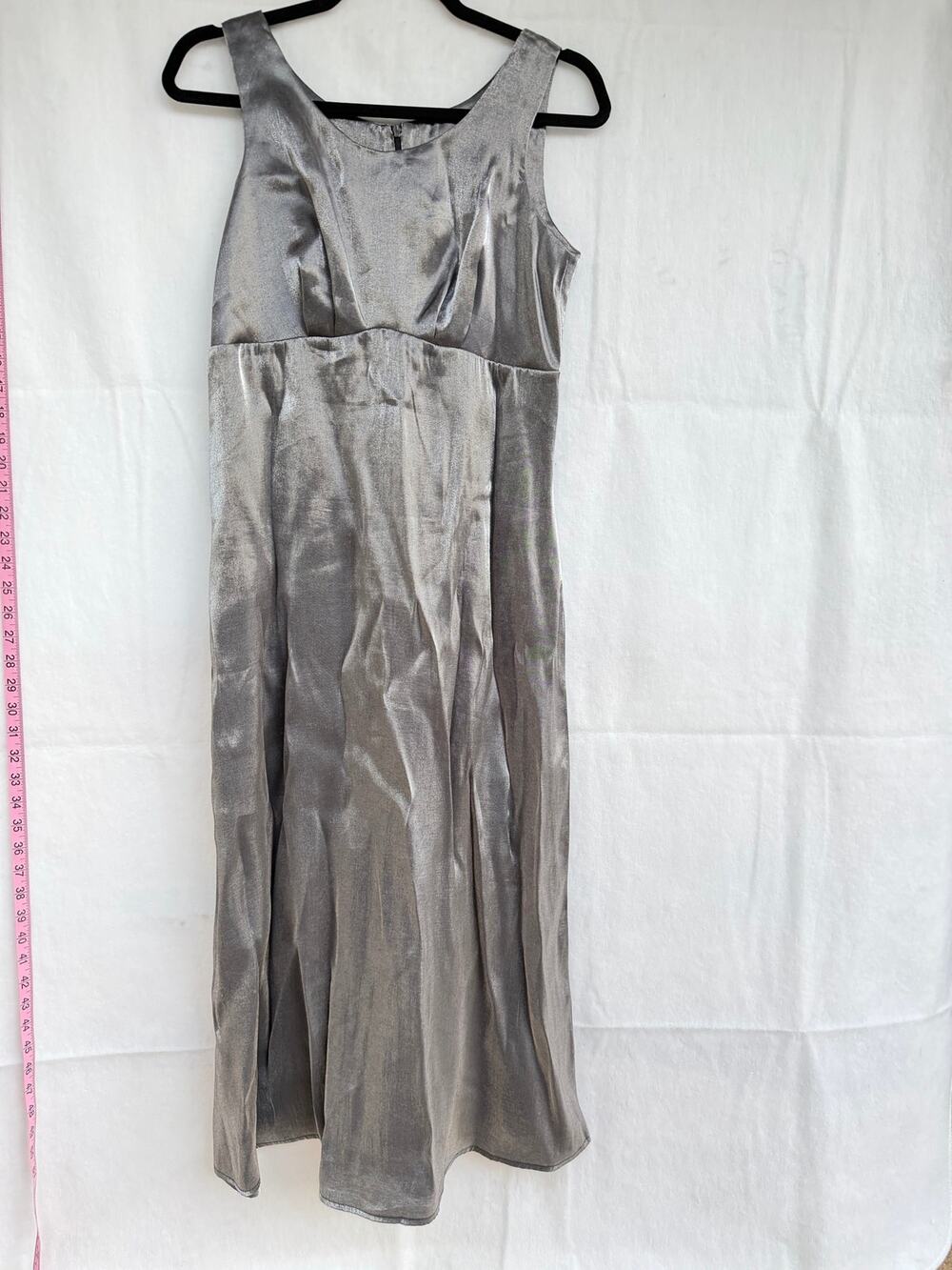 Molly Malloy Silver Metallic Empire Waist Slip Dress